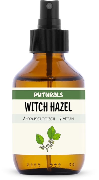 Puturals Witch Hazel 100% Biologisch - 150ml - Hamameliswater of Toverhazelaar voor Huid en Gezicht - Zonder Alcohol - Puur en Vegan - Witch Hazel Spray in Bruine Glazen Fles + Verstuiver