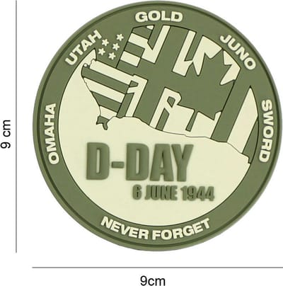 Embleem 3D PVC D-Day Never forget groen