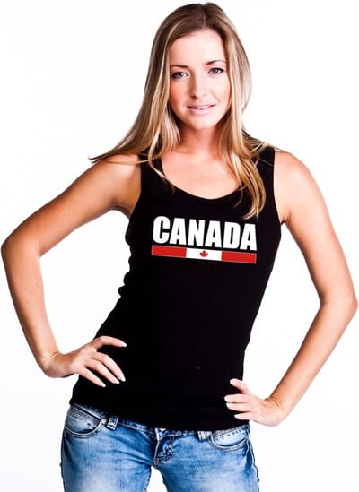 Zwart Canada supporter mouwloos shirt dames - Canada singlet shirt/ tanktop S