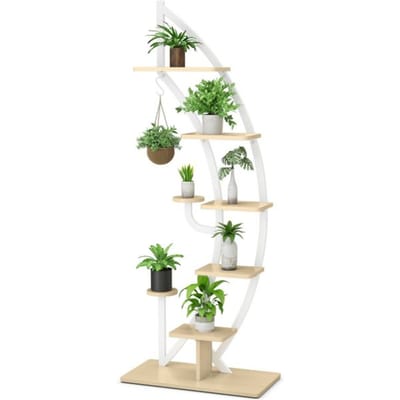 Coast plantenrek - 7- lagen - halve maan vorm - modern - metaal - 60 x 30 x 155 cm - wit