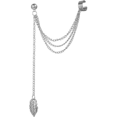 Nieuwe Mode Sterren Maan Clip Oorbellen Oorhaak Persoonlijkheid Metalen Oorclips Dubbel Gepiercet Oor voor Vrouwen Meisjes Sieraden white