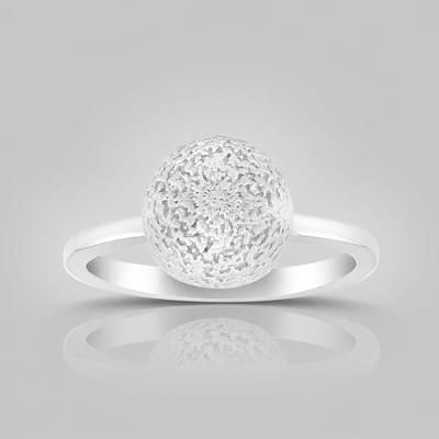 Cavill - Zilveren Ring Dames - 925 Sterling Zilver Geplatineerd - Gestructureerde Bol - Minimalistisch Modern Elegant Monosono Collection