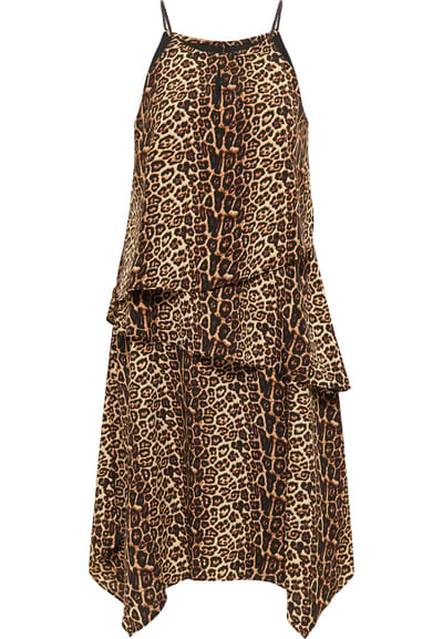 Faina Jurk met leo-opdruk nelice Dames beige leo