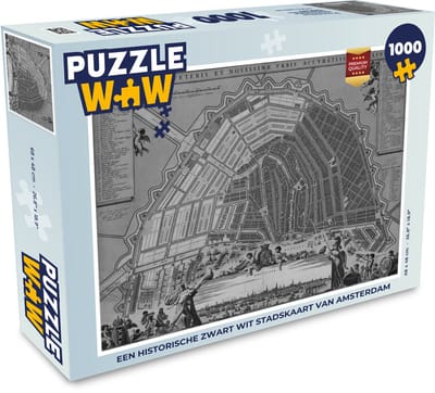 Puzzel Stadskaart - Amsterdam - Vintage - Legpuzzel - Puzzel 1000 stukjes volwassenen - Plattegrond