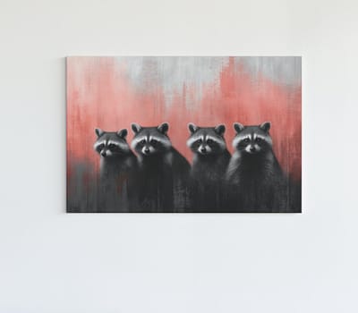 Canvas Schilderijen - Wilde Dieren - Wasberen - 60x40x2 cm