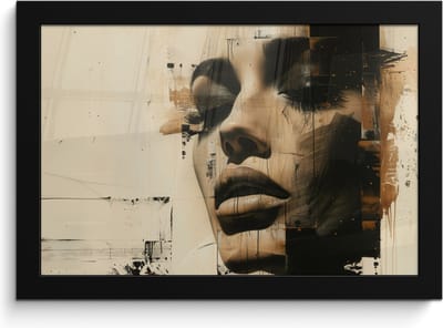 Poster in lijst - Fotolijst 30x20 cm - Posters - Vrouw - Gezicht - Abstract - Kunst - Posterlijst zwart - Decoratie - Wanddecoratie woonkamer - Muurdecoratie slaapkamer