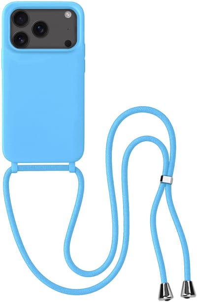 Hoes Geschikt voor iPhone 17 Pro / 18 Pro Hoesje Met Koord - Telefoonhoesje Geschikt voor iPhone 17 Pro / 18 Pro Backcover Met Afneembaar Koord - Lichtblauw