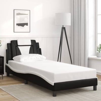 vidaXL - Bedframe - "Viana" - zonder - matras - kunstleer - zwart - en - wit - 90x200 - cm