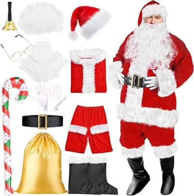 Kerstman Kostuum voor Volwassenen - Perfect voor Carnaval, Feestjes en Raveparty's (Stijl A, XL)