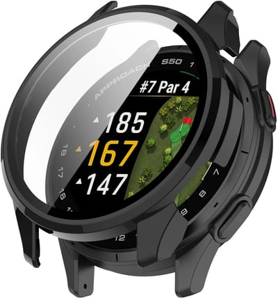 Strap-it PC Beschermhoes met Gehard Glas (Zwart) – Sterke case met geïntegreerde screenprotector – volledige bescherming – geschikt voor Garmin Approach S50