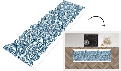 Keukenloper - Loper keuken - Patroon - Golven - Zee - 150x50 cm - Keukenloper vinyl