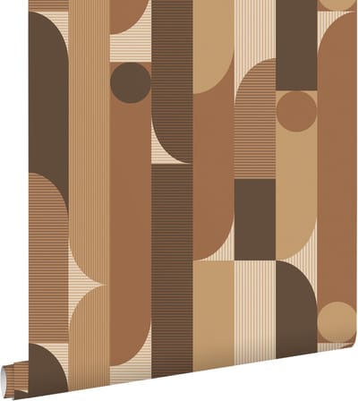 ESTAhome behang geometrische vormen bruin - 50 x 900 cm - 131063