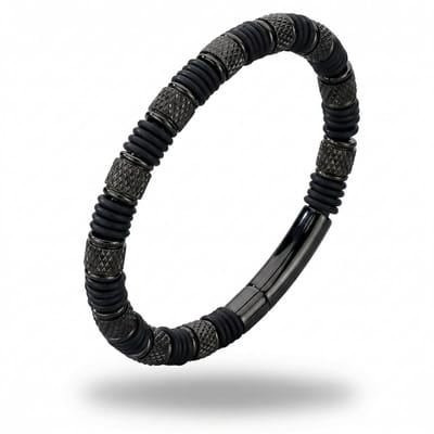Roestvrijstalen armband heren Mauro Vinci® Tiju Zwart - Armbanden voor mannen met geschenkverpakking