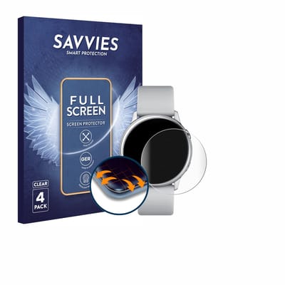 Savvies - Screenprotector voor Samsung Galaxy Watch Active / 2 (40mm) - Folie Beschermfolie transparant volledig dekking 4 Stuks