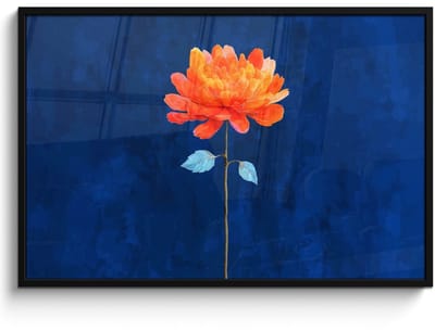 Poster in lijst - Fotolijst 120x80 cm - Posters - Bloem - Oranje - Bladeren - Posterlijst zwart - Decoratie - Wanddecoratie woonkamer - Muurdecoratie slaapkamer