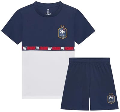 Frankrijk Voetbaltenue Kinderen - Maat 128 - FFF - Sportkledingset - Voetbaltenue Kinderen - Jongens & Meisjes - 100% Polyester - Shirt & Broekje
