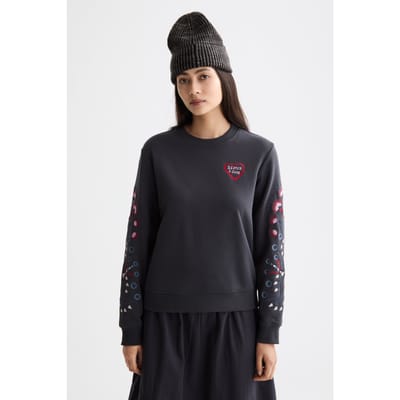 Scotch & Soda Embroidered Regular Fit Sweatshirt Charcoal Art Maat: S | Sweaters Outlet | Dames | Grijs