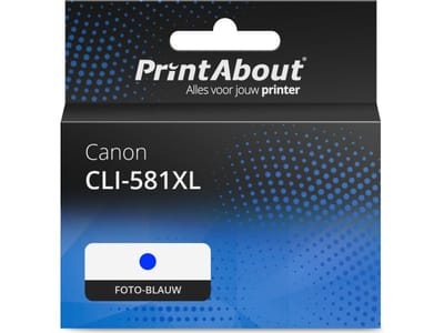 PrintAbout huismerk Inktcartridge CLI-581XL Foto-blauw Hoge capaciteit Geschikt voor Canon