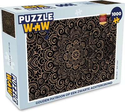 Puzzel Gouden patroon op een zwarte achtergrond - Legpuzzel - Puzzel 1000 stukjes volwassenen