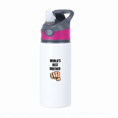 Hacebo® - world's best brother waterfles met rietje roze - Broer - broertje of broer - cadeau - verjaardag - broers - familie - water fles - 650ML