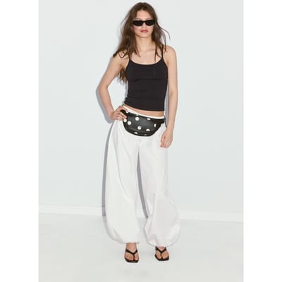 Stradivarius B07 Ribgebreide top met bandjes  Zwart XS