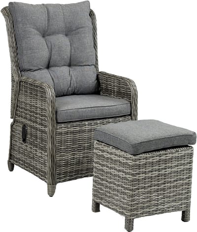 Dublin tuinstoel verstelbaar | Ash Grey + Hocker 40x40 | Ash Grey