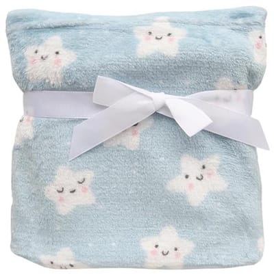 Zachte Babydeken met Blauwe Sterren - Ideaal voor Pasgeborenen en Peuters - Warm en Comfortabel - 94 x 72 cm