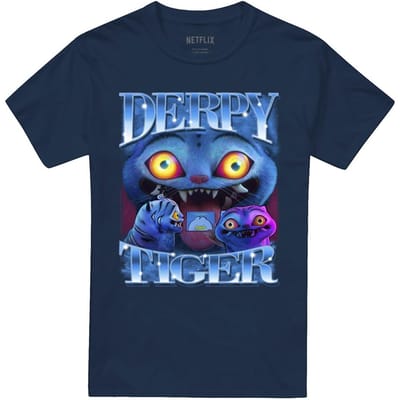 K-Pop Demon Hunters Unisex Volwassen Derpy Tiger T-Shirt (Navy)