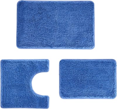 Badkamertapijt Set - Badmatten Set - Badkamer Inrichten - Verdikte Microvezel - 3 Delig - Hemelsblauw