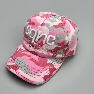 Casquettes de Baseball à Broderie Lettres Camouflage Style Américain Nouvelles Unisexes Respirantes Hip Hop Protection Solaire Polyvalentes Tendance de Niche Casquettes à Visière 52-60cm pink