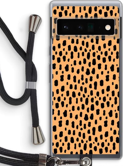 Case Company® - Hoesje met koord geschikt voor Google Pixel 6 Pro hoesje met Koord - Panter - Telefoonhoesje met Zwart Koord - Bescherming aan alle Kanten en Over de Schermrand
