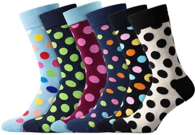 6 Paar | Happy Socks | Thema Big Dot | Dames & Heren | Diverse kleuren | Maat 41-46