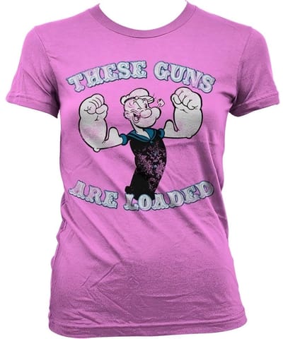 Popeye These Guns Are Loaded Girly T-shirt voor dames, roze