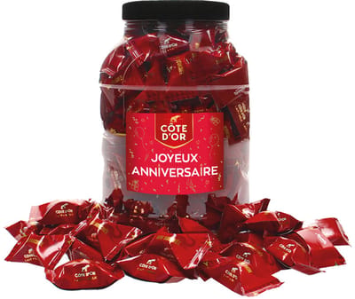 Cote d'Or Mini Bouchée chocolade met opschrift "Joyeux Anniversaire!" - chocolade verjaardagscadeau - melkchocolade met praliné - 1000g
