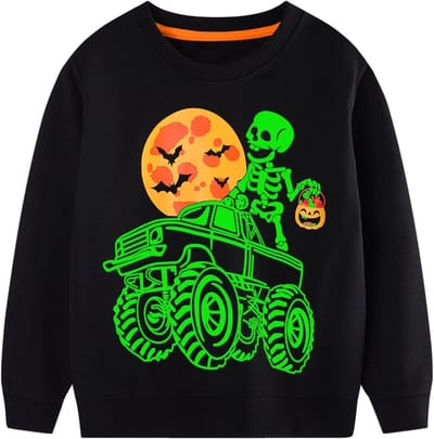 Luminous Dinosaur Print Sweatshirt voor Kinderen met Lange Mouwen, Casual Katoenen Pullover voor Peuters van 2-7 Jaar