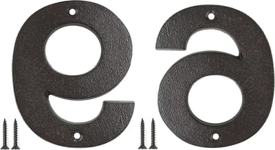 Huisnummer Gietijzer - Adresnummer Buiten - Huis Aanduiding - Vintage Zandgeborsteld - 4.9 inch - Antiek Zwart