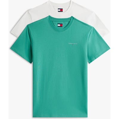 Tommy Hilfiger Tjm Slim Linear Ss Tee Ecru/bahama Green Taglia: S | Magliette basic Outlet | Uomo | Verde