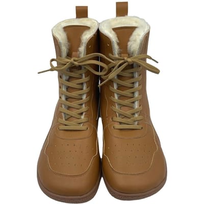 Barefoot Echt Leer Winter Middenhoge Laarzen Echte Natuurlijke Voering Warm Heren Dames Warmer Lichtgewicht 44 brown