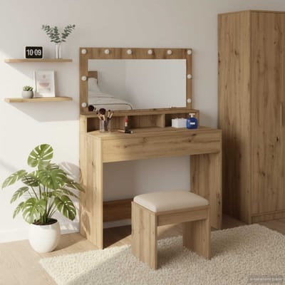 vidaXL - Kaptafel - Artisan - Eiken - 100 - x - 41 - x - 135 - cm - Bewerkt - hout