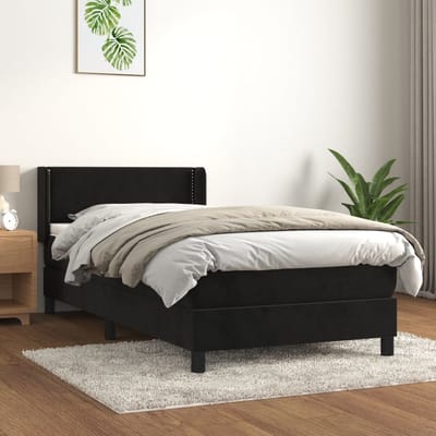 vidaXL - Boxspring - met - matras - fluweel - zwart - 90x190 - cm