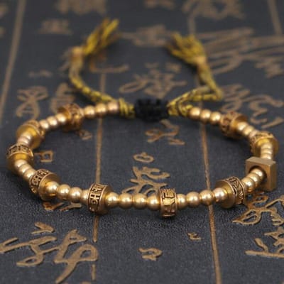 Tibetaans Boeddhistische Zes-lettergreep Mantra Kralen Gevlochten Katoen Legering Gelukskoord Armband & Armbanden Voor Vrouwen Mannen Vriendschap brown