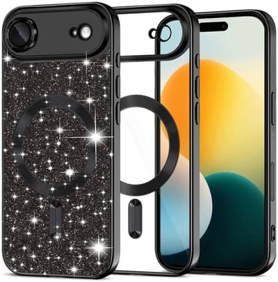 Hoesje geschikt voor Apple iPhone Air - Techsuit Luxury Glitter Back Cover - Geschikt voor MagSafe - Zwart