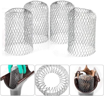 Flexibel aluminium dakgootfilter - Diameter 8 cm - Gaasbladfilter - Beschermt dakgoten tegen dakbladeren - 4 stuks
