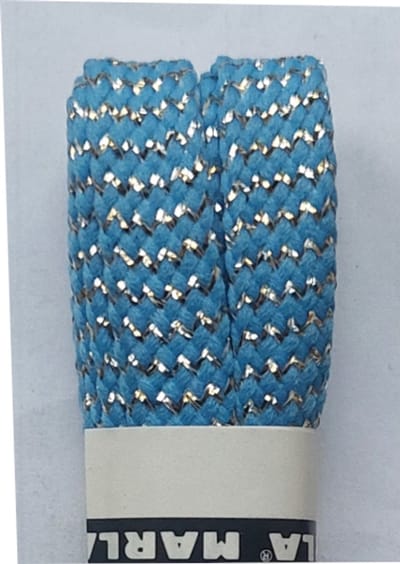 Marla Veter - Blauw/Zilver - Meerkleurig - Plat - Lengte 90 cm - Breedte 10 mm - Schoenveter