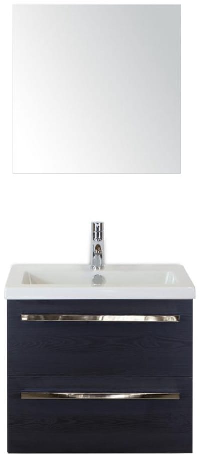 Seville Badmeubelset 60 cm - Black Oak - Keramische Wastafel Wit Djazz met Spiegel