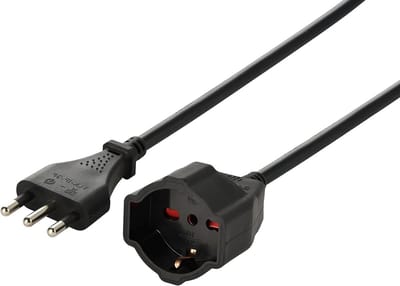 Verlengsnoer 10 meter 16A stekker Energaline 46111 - Schuko + 10/16A veelzijdige stekker - zwart - 3 G15 mm2
