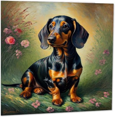 Liefdevolle Teckel Wenskaart - Hond Art Verjaardag en Feestdagen Kaart