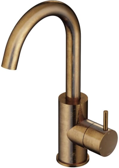 Hotbath Cobber - Wastafelmengkraan - zonder Waste - met Draaibare Uitloop - Bruin - Opbouw - Messing