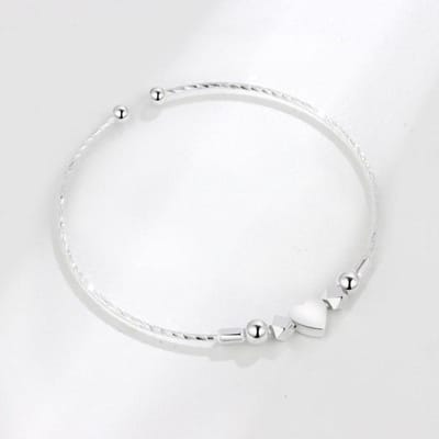Bracelet à breloques en forme de cœur en argent sterling 925 réglable pour femme, bijou élégant pour fête de mariage, Sl455 argenté