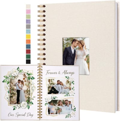 Dailygoods- Plakboek linnen omslag - 28 x 20,5 cm - harde kaft - 20 vellen/40 pagina's - zuurvrij papier - geheugen plakboek voor bruiloften - Fotoalbum